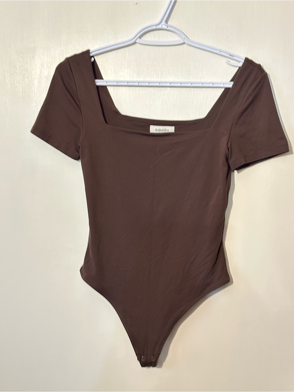 Babaton size small Brown Square-Neck Short Sleeve Bodysuit